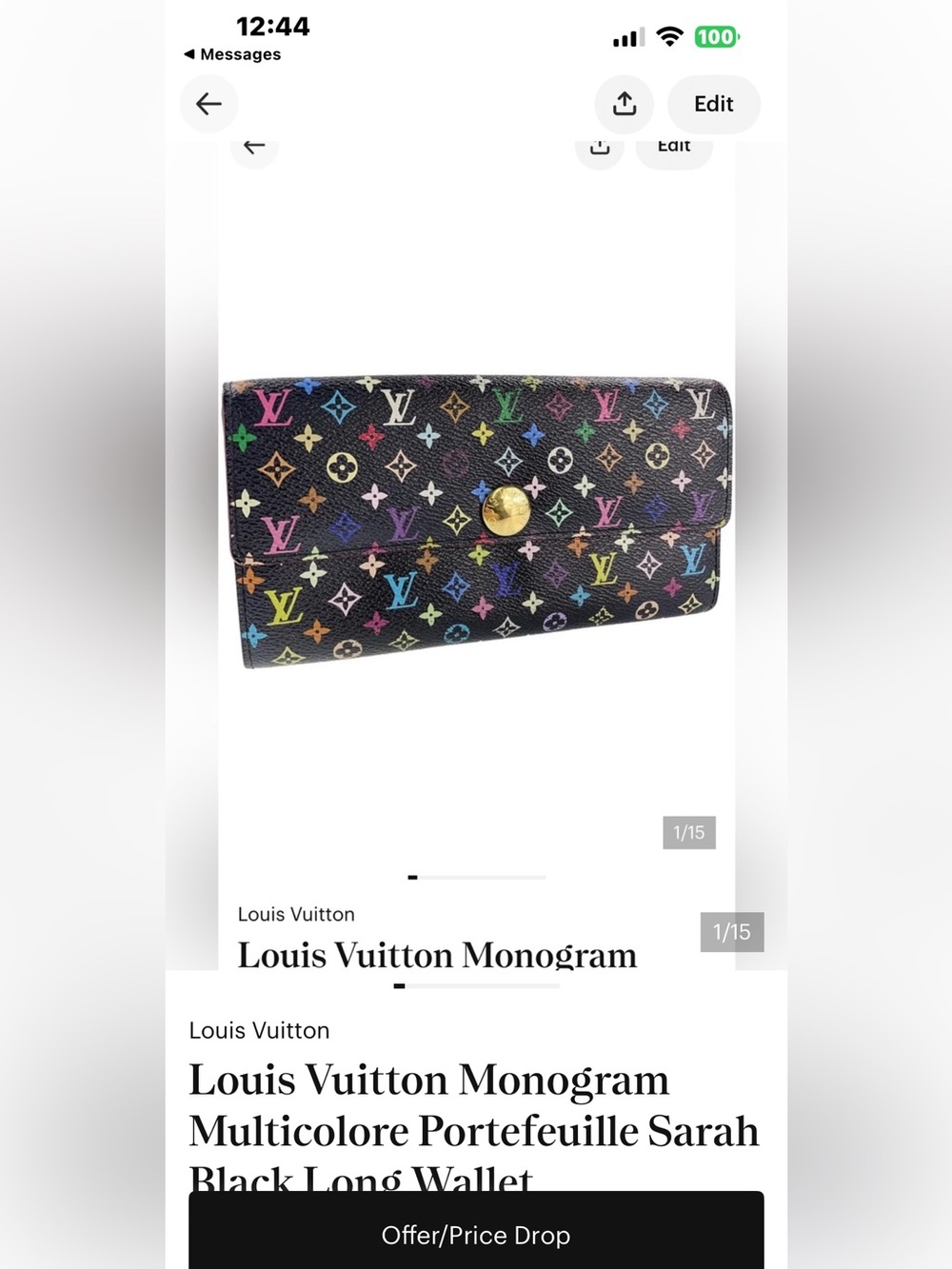 Louis Vuitton Monogram Multicolore Portefeuille Sarah Black Long Wallet …